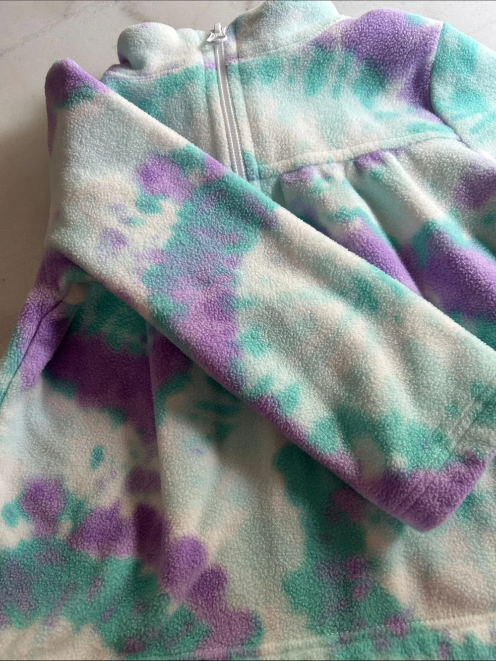 The Children's Place Purple, Teal & White Tie-Dye Fleece Pullover